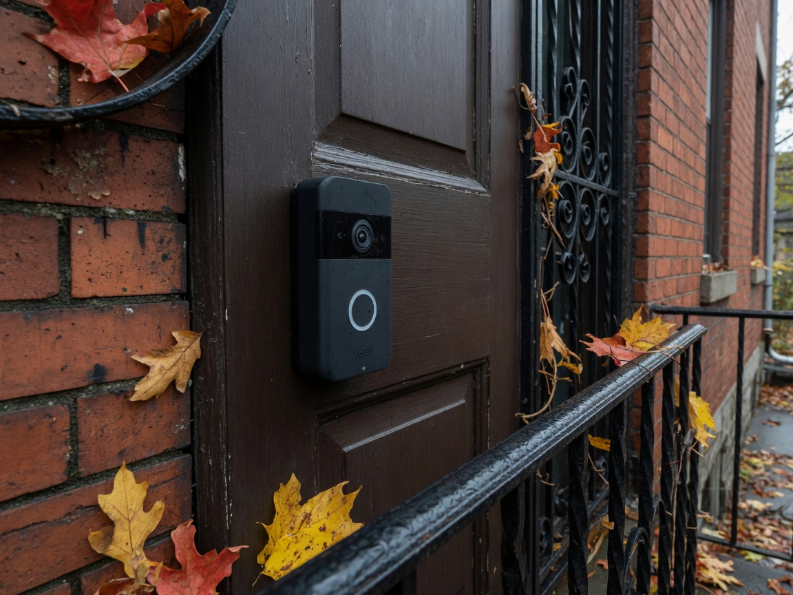 Video doorbell on an Omaha porch
